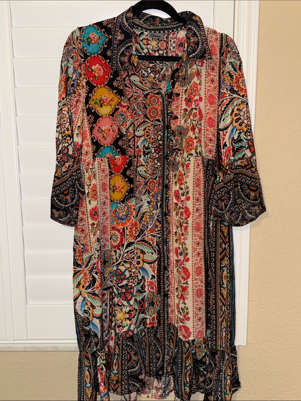 Shana Vibrant Patchwork Floral Boho Dress 22+ p2p 40" in length